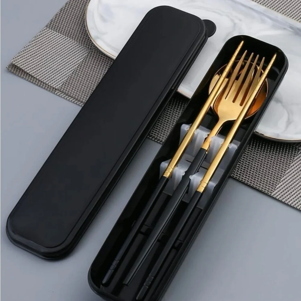 Cutlery Three-piece Stainless Steel Portable Spoon Fork Chopsticks Set